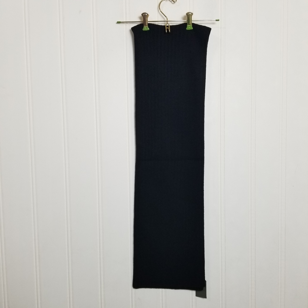 All Saints Winter Scarf Black Ribbed Wool Blend Winter Unisex Mens Accessory - Picture 7 of 14